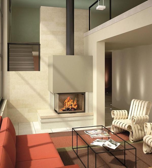Chemin&eacute;e design &agrave; foyer ferm&eacute;